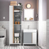 SoBuy BZR76-HG Vysoká skříňka Koupelnová skříňka Koupelnová police Koupelnový nábytek Světle šedá 50X181X30cm