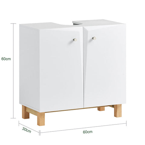SoBuy BZR92-W Skříňka pod umyvadlo Umyvadlová skříňka Koupelnová skříňka Koupelnový nábytek Bílá 60x60x30cm