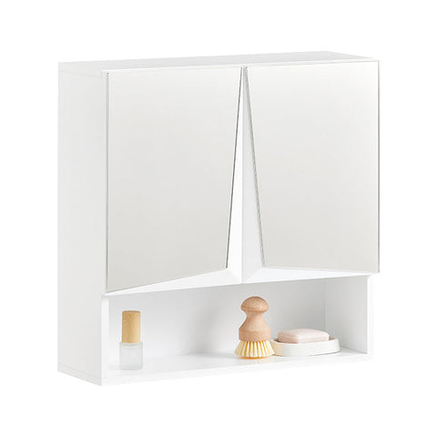 SoBuy BZR94-W Zrcadlová skříňka Závěsná skříňka Nástěnná skříňka Koupelnová skříňka Koupelnový nábytek Bílá 48x48x17cm