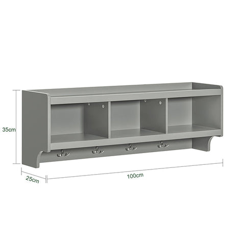 SoBuy FHK28-HG Nástěnný věšák na kabáty Závěsná police Věšák Světle šedá 100x35x25cm