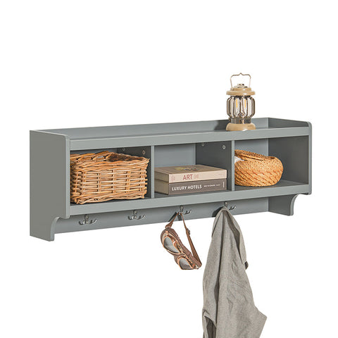 SoBuy FHK28-HG Nástěnný věšák na kabáty Závěsná police Věšák Světle šedá 100x35x25cm
