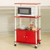 FRG12-R kuchyňský vozík se 3 policemi a 2 dvířky, skříňka do mikrovlnky, červená 60x114x40cm