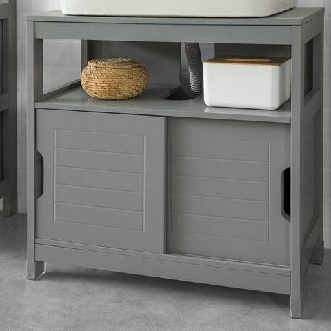 FRG128-SG skříňka pod umyvadlo, koupelnový nábytek, koupelnová skříňka s podložkou, tmavě šedá