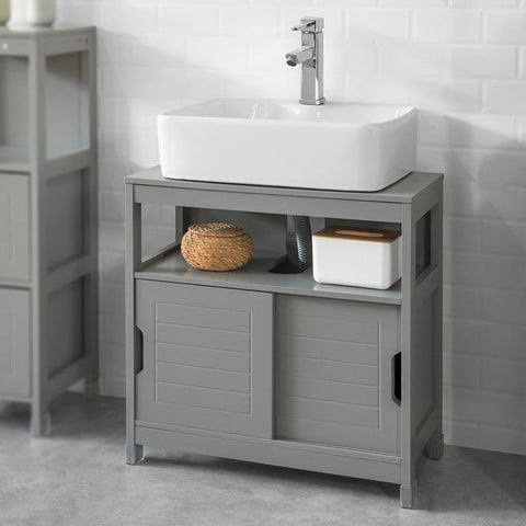FRG128-SG skříňka pod umyvadlo, koupelnový nábytek, koupelnová skříňka s podložkou, tmavě šedá