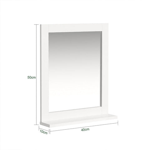 FRG129-W Zrcadlo Nástěnné zrcadlo Koupelnové zrcadlo s policí bílé 40x49x10cm