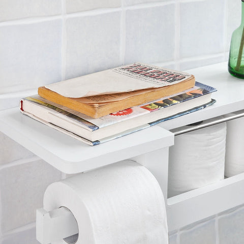 FRG175-W Držák toaletního papíru s policí Nástěnný držák do koupelny Bílý