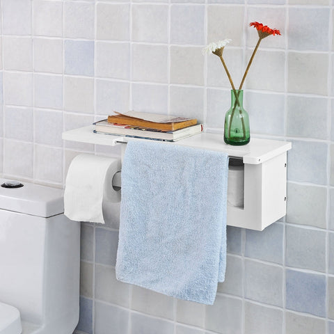 FRG175-W Držák toaletního papíru s policí Nástěnný držák do koupelny Bílý