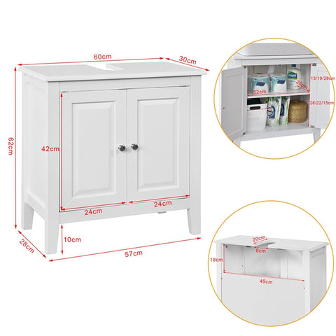 FRG202-W Skříňka pod umyvadlo Koupelnová skříňka Bílá 60x62x30cm