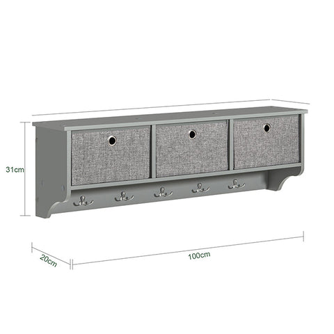 SoBuy FRG282-HG Nástěnný věšák na kabáty Závěsná police Světle šedá 100x30x20cm