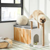 SoBuy FSR135-WN Kočičí stelivo Lavice na boty s domečkem pro kočky Hrudní lavice Bílá-přírodní 110x65x35cm