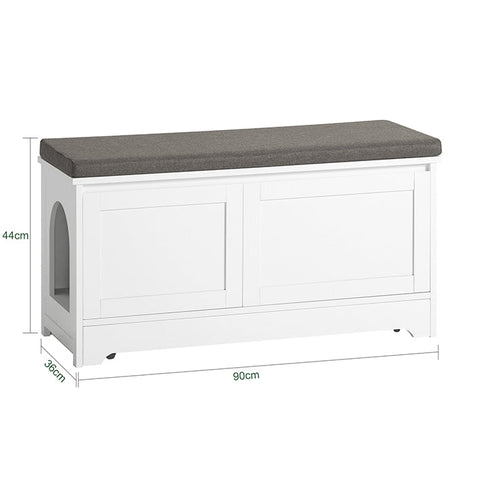 SoBuy FSR136-W Domeček pro kočky Lavice s domečkem pro domácí mazlíčky Jeskyně pro kočky Bílá 90x44x36cm