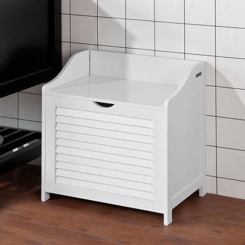 SoBuy FSR40-W Prádelní truhla Lavice na prádlo Koš na prádlo Bílá 50x53x35cm