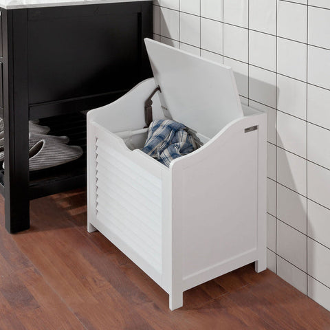 SoBuy FSR40-W Prádelní truhla Lavice na prádlo Koš na prádlo Bílá 50x53x35cm