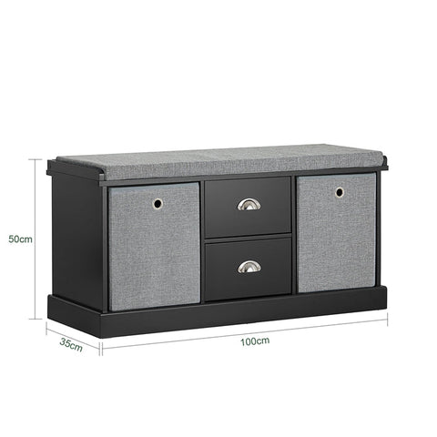 SoBuy FSR66-SCH Komoda Lavice s úložným prostorem Taburet Černá 100x50x35cm