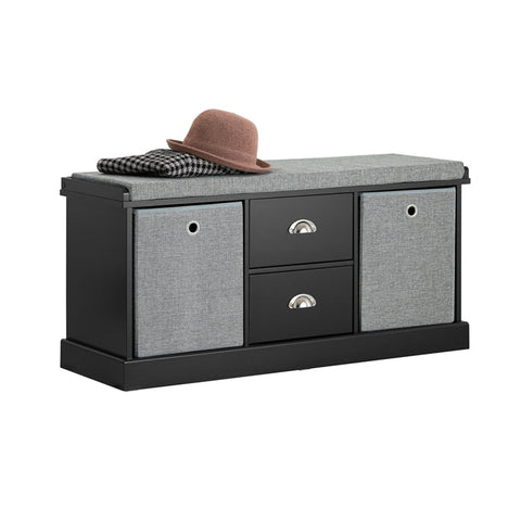 SoBuy FSR66-SCH Komoda Lavice s úložným prostorem Taburet Černá 100x50x35cm