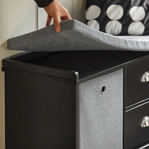 SoBuy FSR66-SCH Komoda Lavice s úložným prostorem Taburet Černá 100x50x35cm