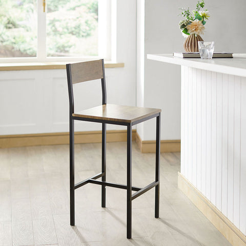 SoBuy FST53-XLX2 Sada 2 barových židlí s opěradlem Pultové židle s podnožkou Výška sedáku 67 cm 38x96x44cm