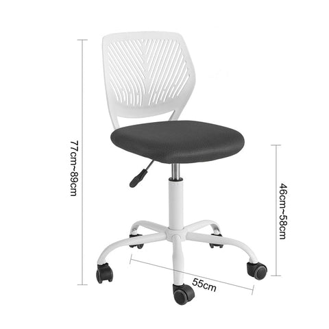 FST64-W Psací židle Stolní židle Dětská otočná židle Otočná židle Kancelářská židle Bílá Výška sedáku: 46-58cm