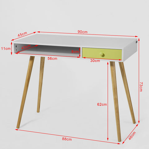 FWT24-W Psací stůl Kancelářský stůl Počítačový stůl Dětský stůl se zásuvkou 90x73x46cm