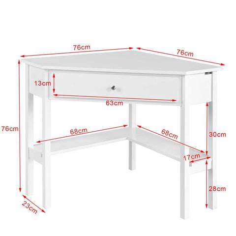 SoBuy FWT31-W Rohový stůl Psací stůl Počítačový stůl Pracovní stůl Stůl s policí Bílý 76x76x76 cm