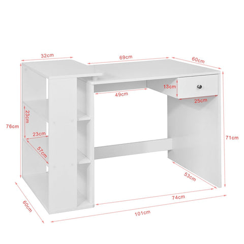 SoBuy FWT35-W Pracovní stůl Počítačový stůl Kancelářský stůl Bílý 101x76x60cm