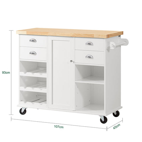 SoBuy KNL03-WN Designový kuchyňský vozík Kuchyňský ostrůvek Kuchyňská skříňka Příborník Servírovací vozík 107x93x45cm