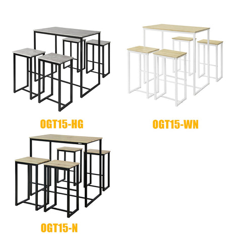 SoBuy OGT15-WN 5 dílný barový stůl se židlemi Jídelní stůl Barový stůl Bistro stůl se 4 barovými židlemi Sedací sestava Bílá-přírodní