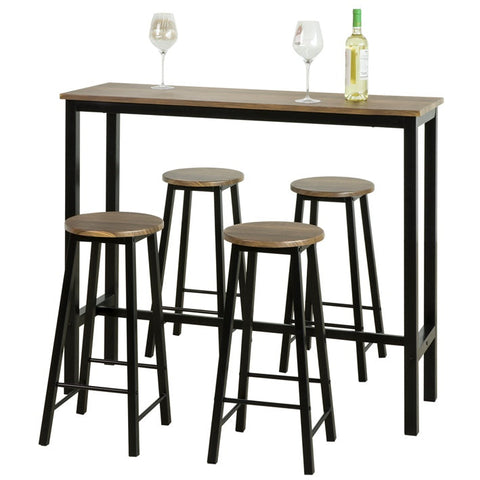 SoBuy OGT22-SCH 5 dílný barový stůl se židlemi Jídelní stůl Barový stůl Kuchyňský stůl Bistro stůl se 4 barovými stoličkami Sedací sestava Průmyslové
