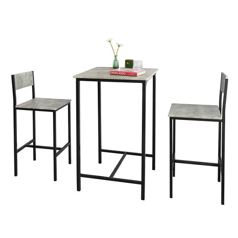 SoBuy OGT27-HG 3 dílný barový stůl se židlemi Jídelní stůl Barový stůl Bistro stůl se 2 barovými židlemi Šedá